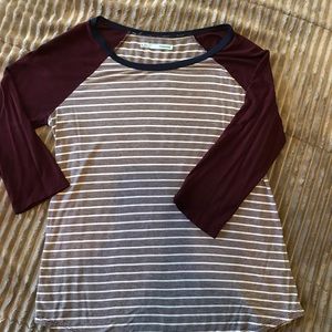 2/$12 Maurices striped baseball tee